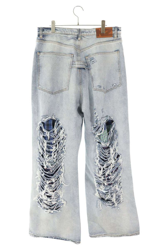 NATASHA ZINKO Indigo Cotton Distressed Denim Pants Size 34