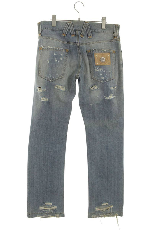 DOLCE & GABBANA Crash Distressed Denim Light Blue Size 34