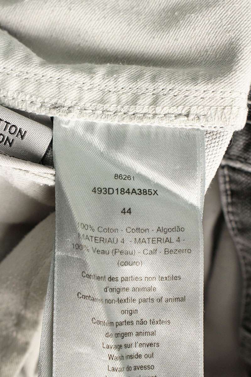 DIOR Double Knee Leather Pocket Denim Gray Size 32