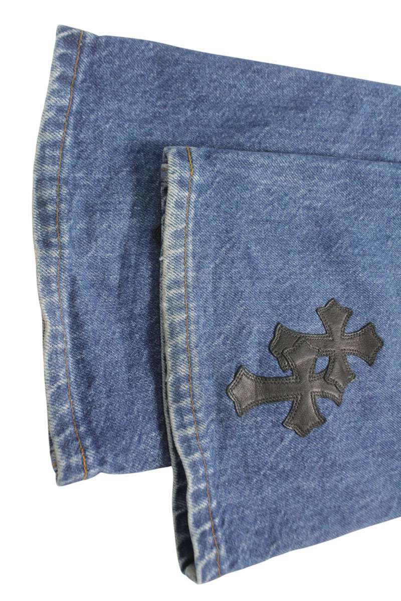 Chrome Hearts Cross Patch Washed Indigo Denim Pants Size 36