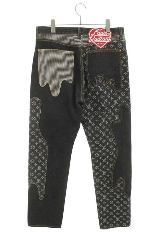 LOUISVUITTON 22SS Monogram Patchwork Denim Pants Size 32