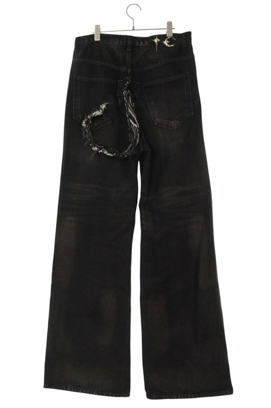 THUG CLUB CHIMERA Back Embellished Denim Black Size 34