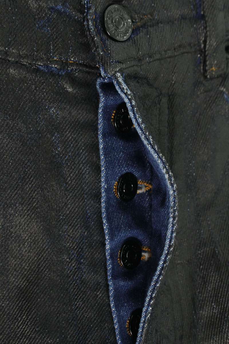 MM6 Coated Straight Denim Pants Black/Indigo Size 28