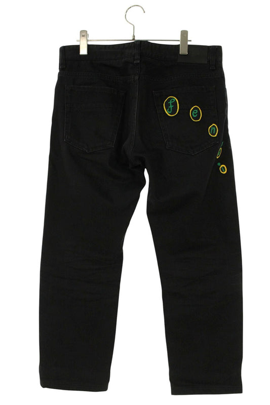 Fendi Logo Patch Denim Pants Black Size 33