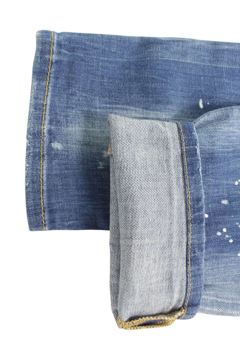 DSQUARED Distressed Painted Skinny Jeans Blue Size 32