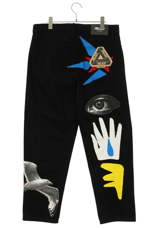 Palace JCC DENIM JEAN Logo Patchwork Pants Black Size 32