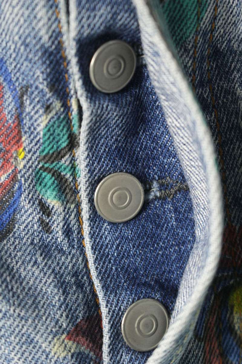 ACNE STUDIOS Dala Horse Print Button Fly Denim Blue Size 30