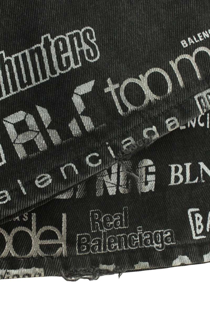 BALENCIAGA Logo Overprint Baggy Denim Pants Size 28