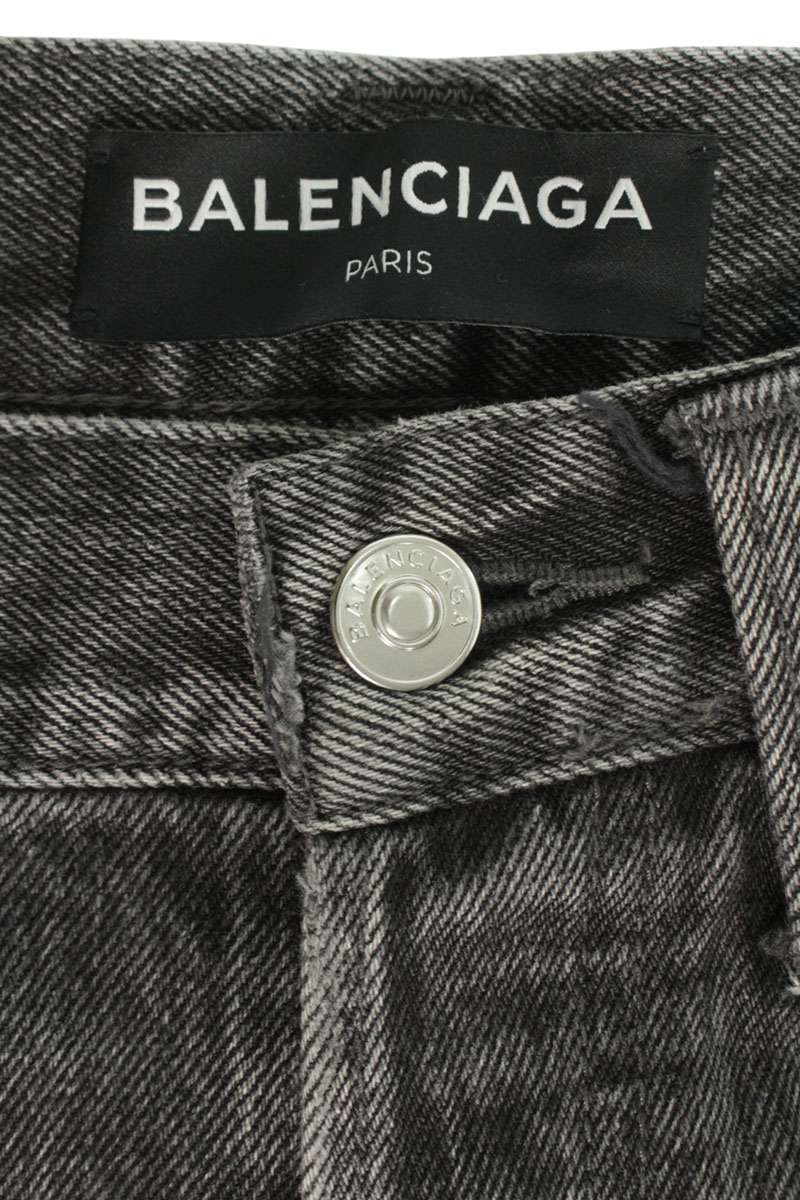 BALENCIAGA Button Fly Straight Denim Pants Black Size 29