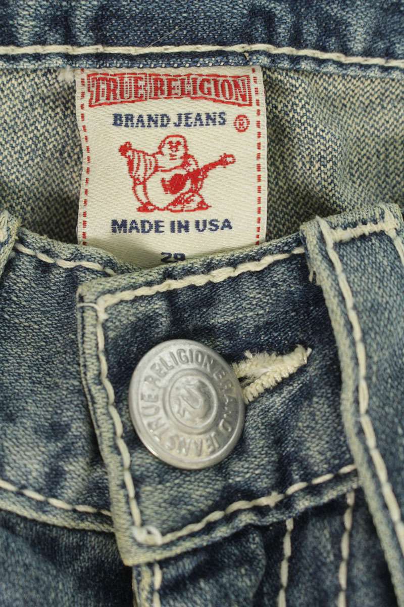 TRUE RELIGION Rainbow Joey Distressed White Stitch Size 29