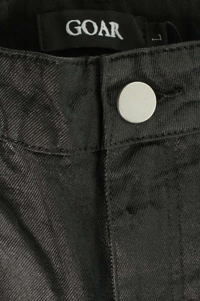 GOAR ARCHIVE Black Wax Coated Baggy Denim Pants Size 34