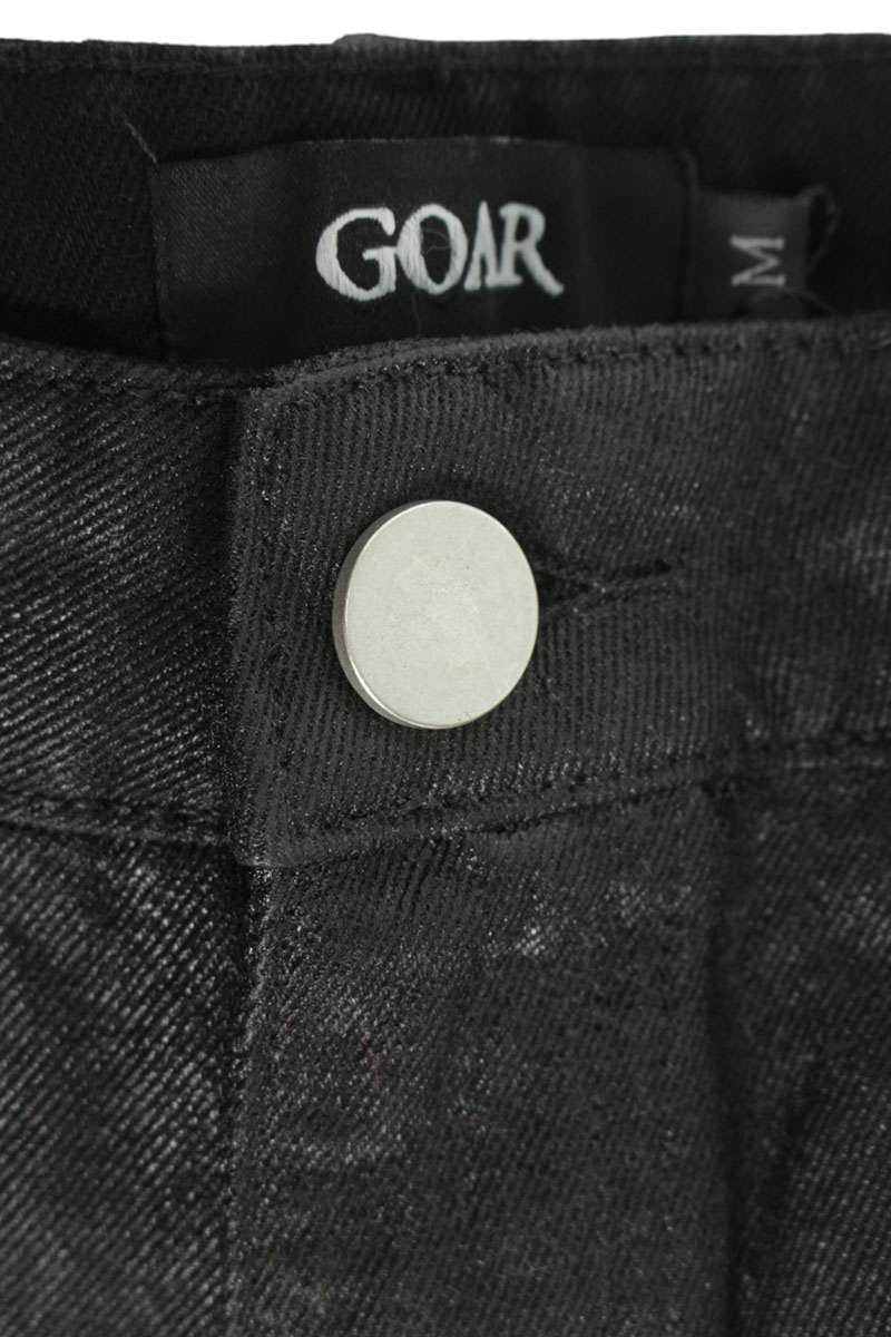 GOAR ARCHIVE Black Wax Coated Flare Denim Pants Size 32