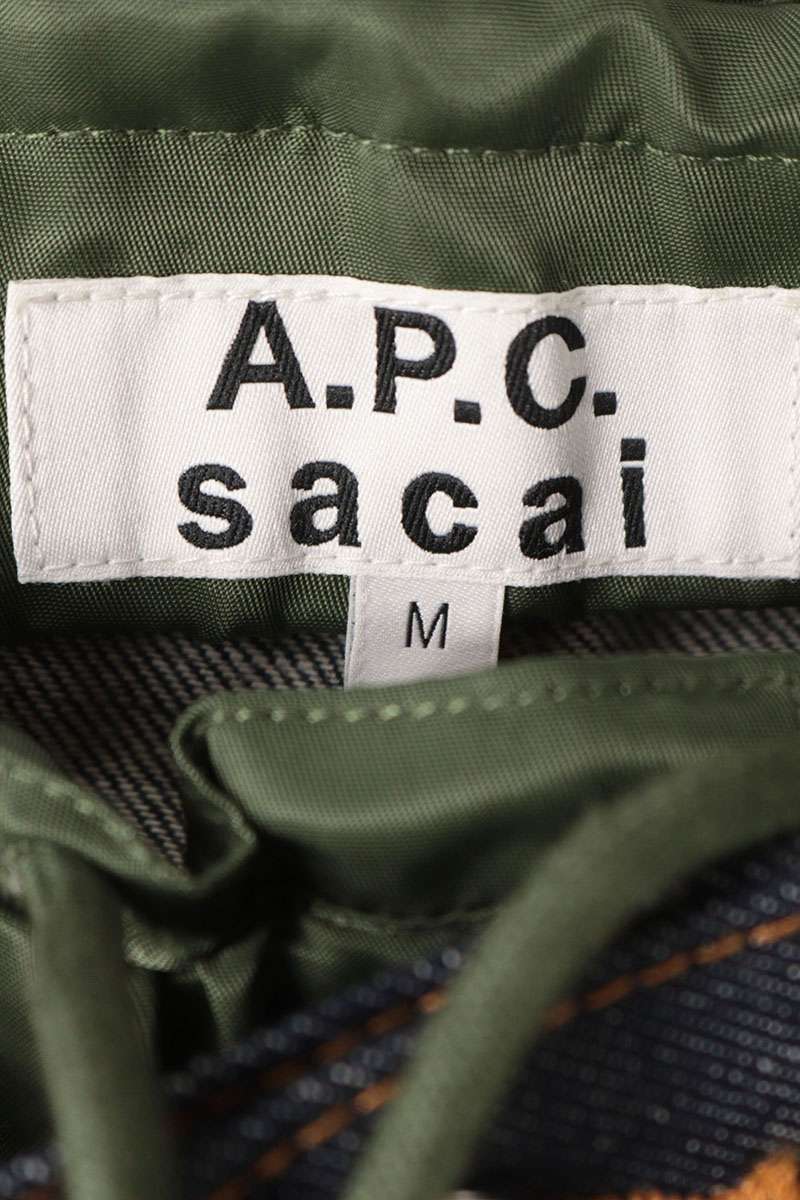 Sacai Indigo/Khaki Nylon Panel Rigid Denim Pants Size M
