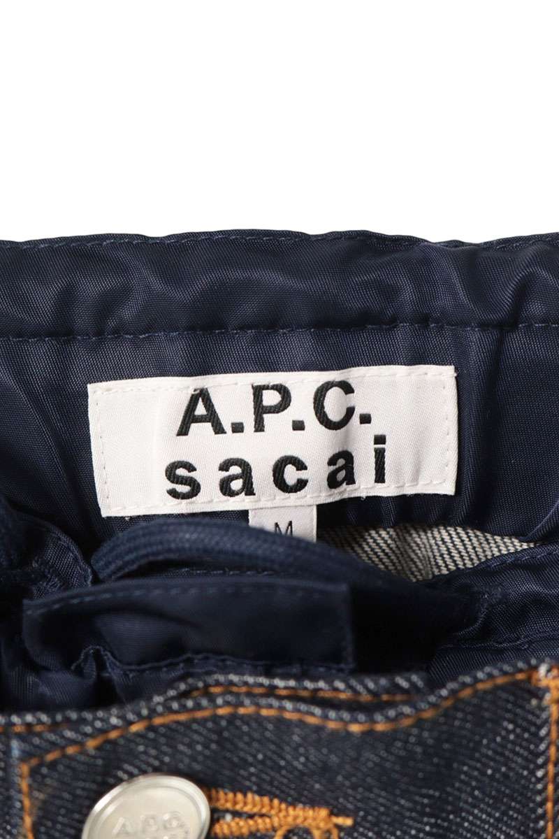 Sacai x A.P.C. Indigo/Navy Nylon Panel Rigid Denim Size M
