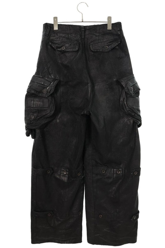 JULIUS Coated Gas Mask Cargo Denim Pants Black Size 30