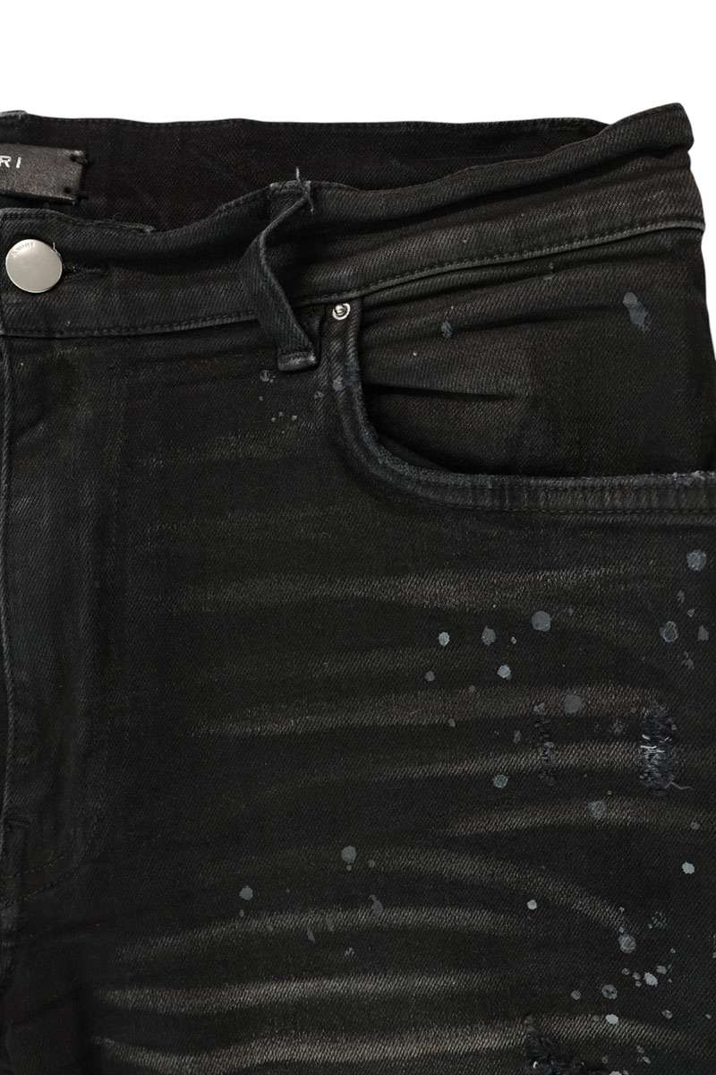 AMIRI Paint Distressed Patched Denim Black Size 34