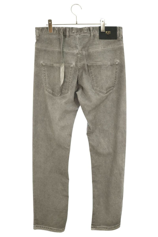 N°21 Leather Patch Washed Denim Pants Gray Size 33