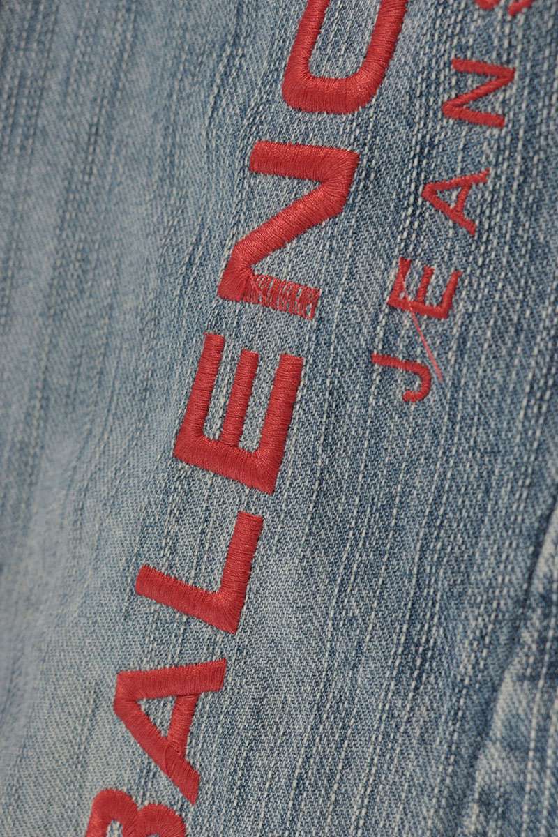 BALENCIAGA Washed Logo Embroidered Jeans Indigo Size XS