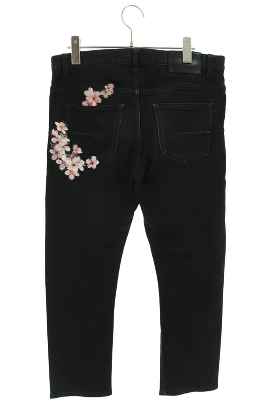DIOR Sakura Embroidered Slim Jeans Black Size 30