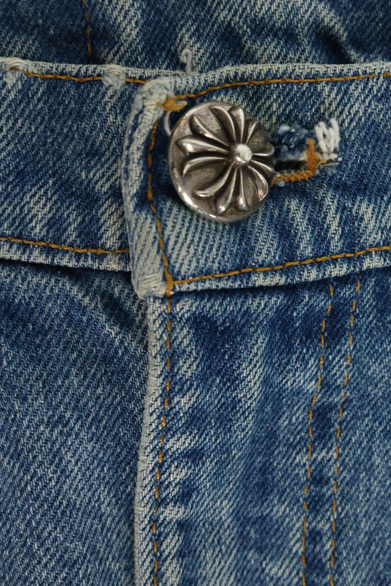 Chrome Hearts U VNTG JEAN BLU ORNG TAB Patch Jeans Size 34