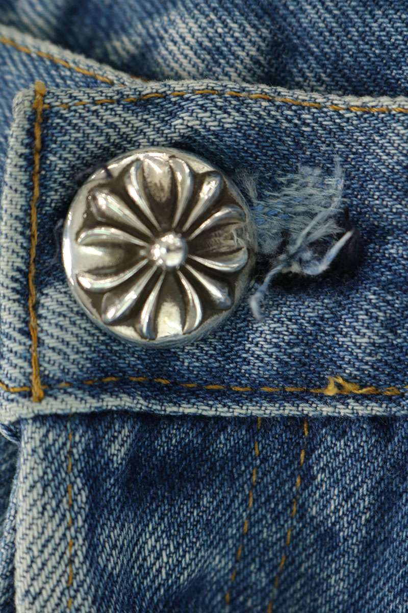 Chrome Hearts Indigo Washed 501 Cross Denim Jeans Size 30