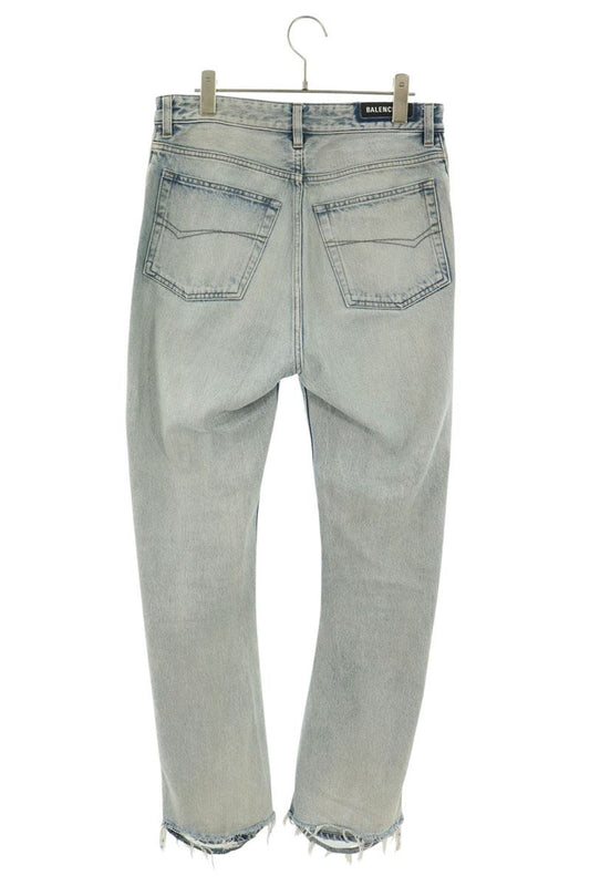 BALENCIAGA Washed Boot Cut Denim Boots Size L