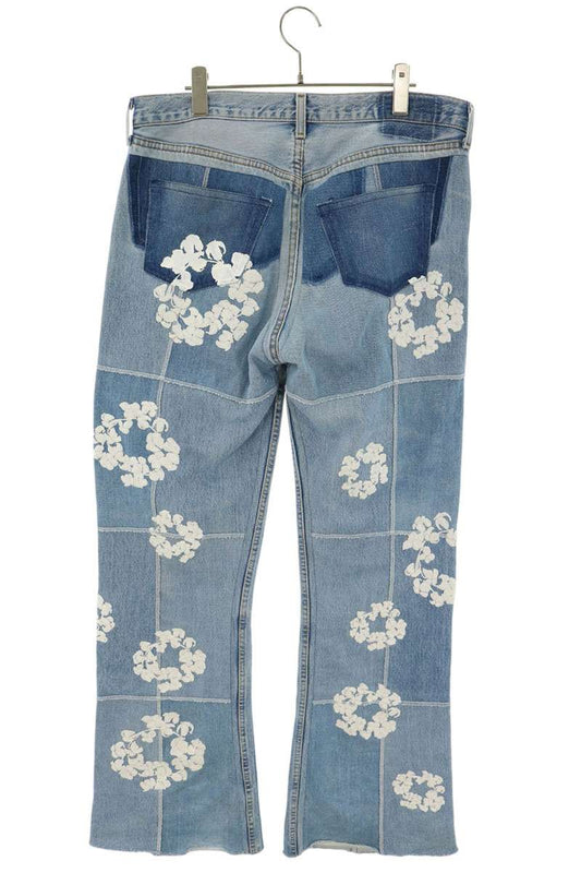 READYMADE CTN WREATH Denim Blue White Embroidered Size 36