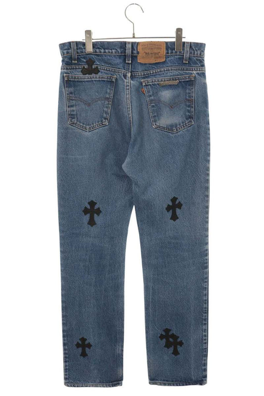 Chrome Hearts U VNTG JEAN BLU ORNG TAB Washed Denim Size 33