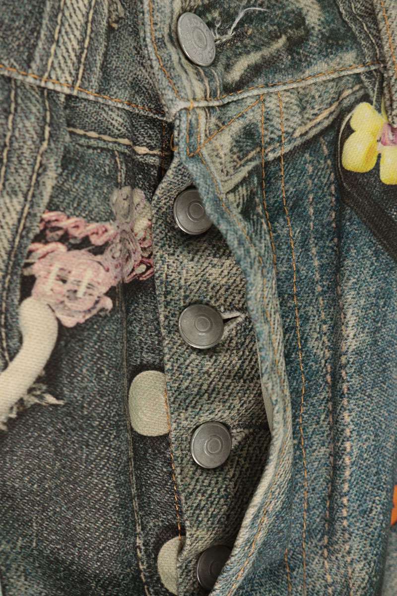 ACNE STUDIOS 1981M Keychain Print Baggy Jeans Blue Size 50