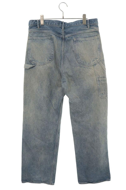 AURALEE SELVEDGE FADED HEAVY DENIM PAINTER PANTS Size 4