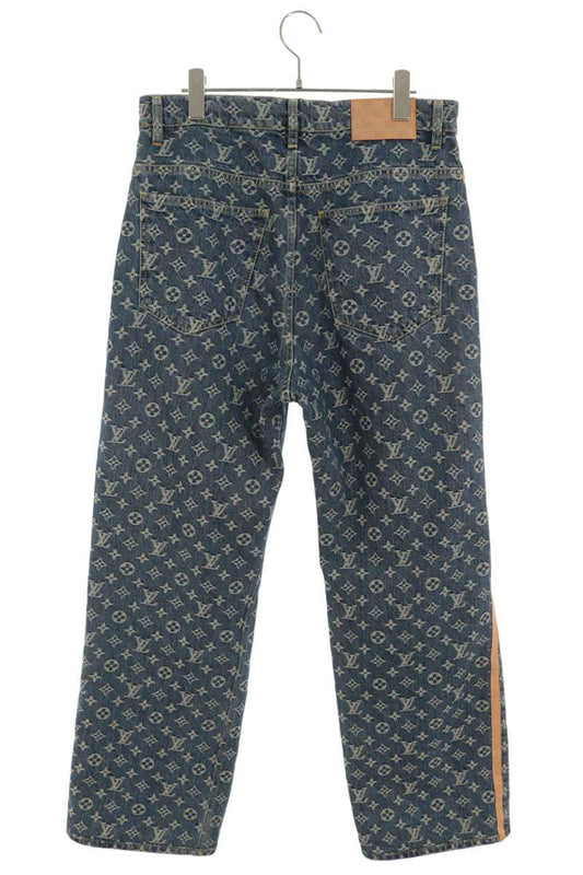 LOUISVUITTON 25SS Monogram Side Leather Denim Jeans Size 30