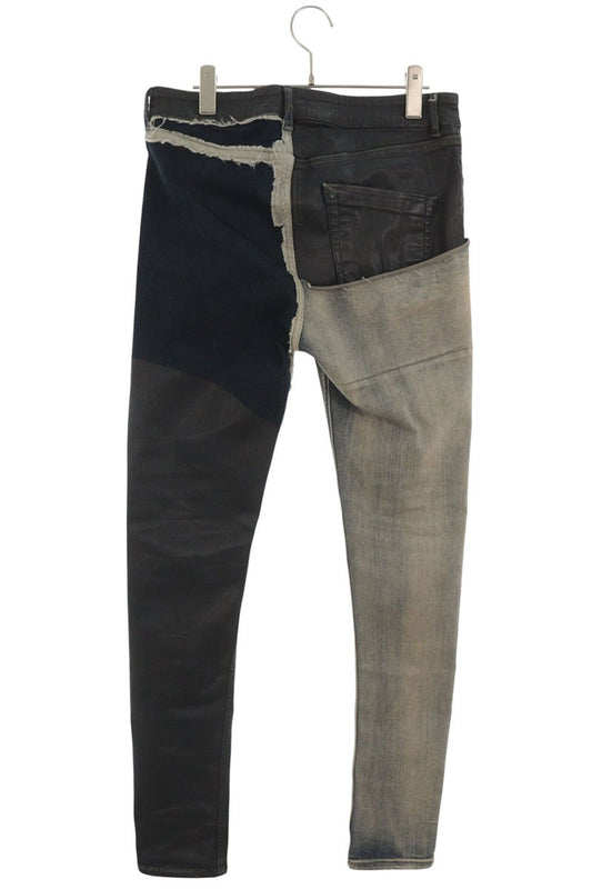 Rick Owens Babel Tyrone Coated Patch Jeans Black Size 32