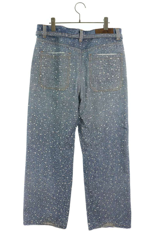 Birth Of Royal Child Rhinestone Washed Jeans Indigo Size L