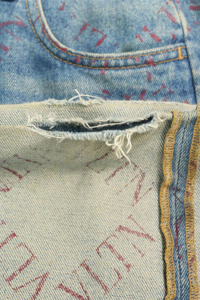VALENTINO VLTN Logo Print Roll-Up Denim Jeans Multi Size 30