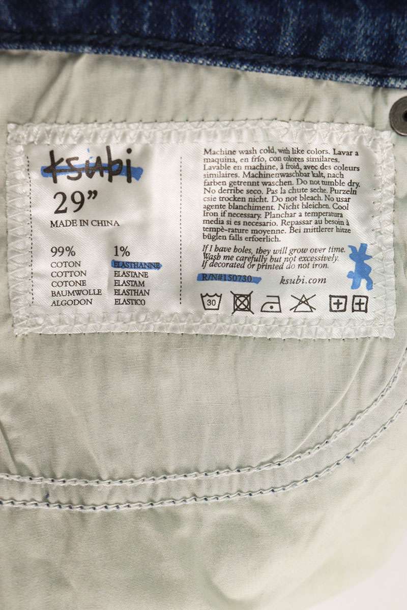 KSUBI Chitch Token Distressed Denim Jeans Indigo Size 29