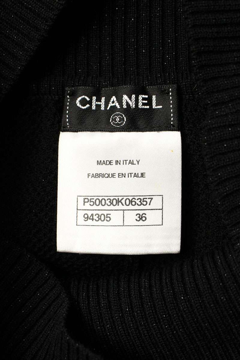 CHANEL Wool Knit Skirt Black Size 36