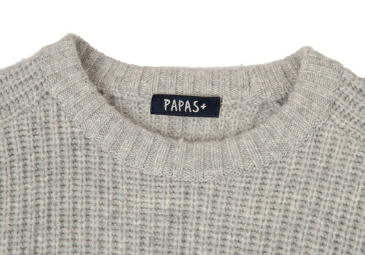 Papas Wool Elbow Patch Low Gauge Sweater Gray Size S