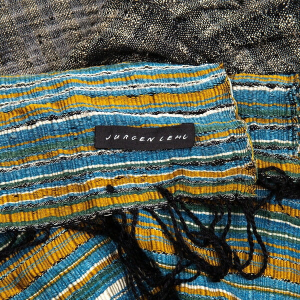 JURGEN LEHL Border Stripe Fringe Stole Multi Size FREE