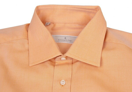 Ermenegildo Zegna Cotton Double Cuff Light Orange Shirt Size 40|15 3/4