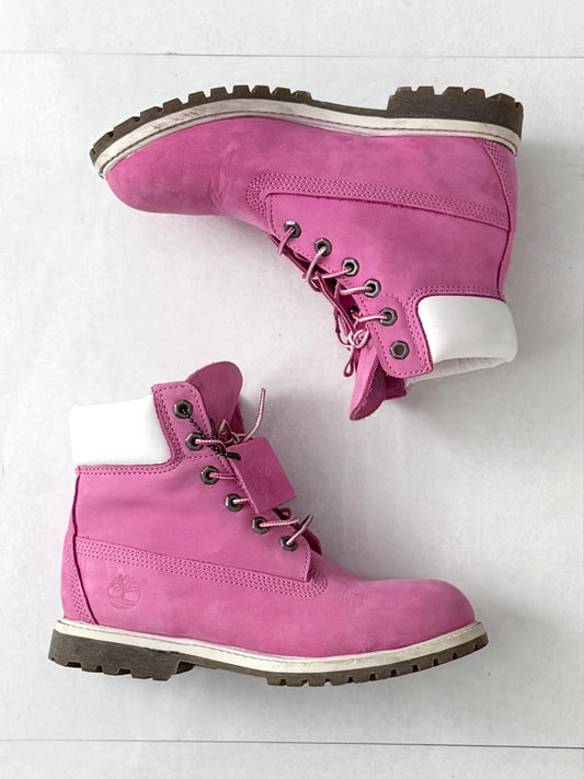Timberland Pink Design Premium Boots Size 7W