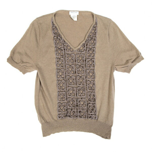 DRIES VAN NOTEN Wool Cotton Front Sweater Beige Size S