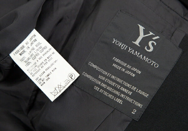 Y's Wool Doeskin 3-Button Jacket Black Size 2