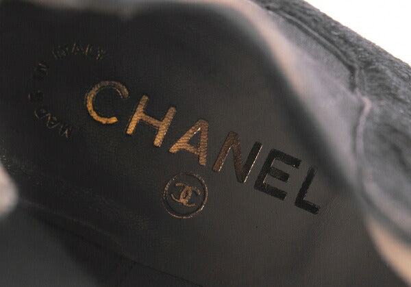 CHANEL Calf Hair Chelsea Boots Black Size 21.5CM