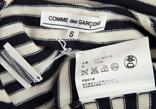 COMME des GARCONS Wool Border Panel Knit Sweater Blue Size S