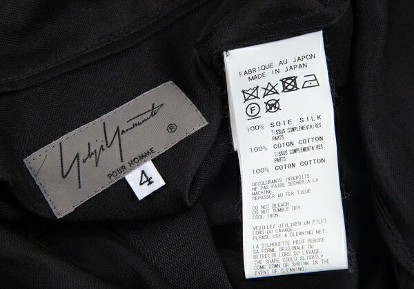 Yohji Yamamoto POUR HOMME 17SS Silk Paste Shirt Black Size 4