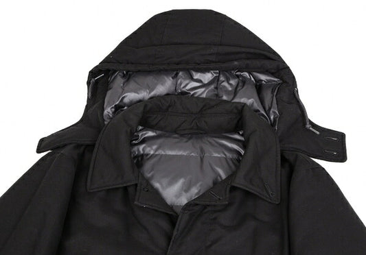 Papas Black Cotton Hooded Down Coat Size LL