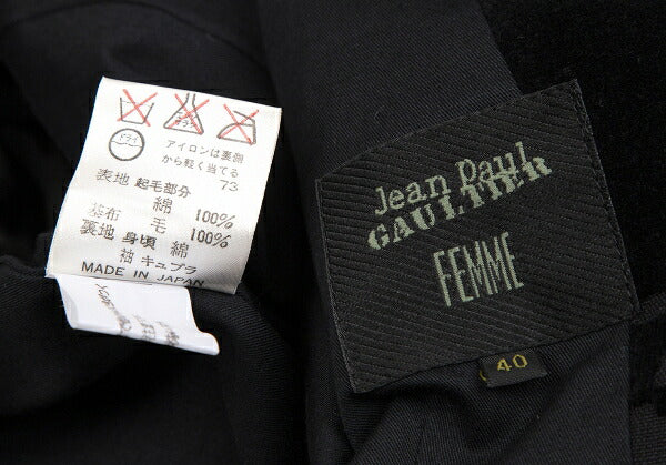 Jean Paul GAULTIER FEMME Flocked Jacket Charcoal Size 40