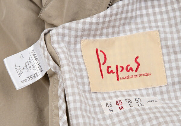 Papas Poly-Nylon Zip-Up Embroidered Coat Mocha Size M