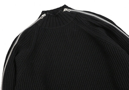 JOHN LAWRENCE SULLIVAN Shoulder Zip High Knit Black Size S