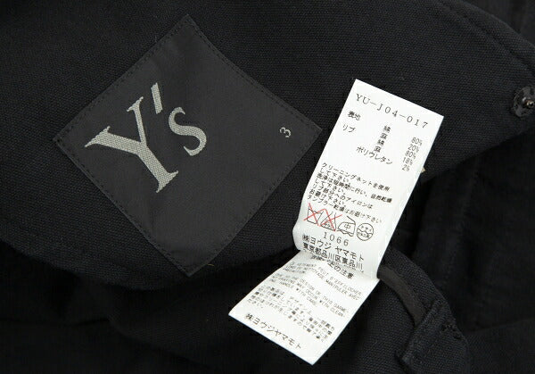 Y's Cotton Linen Front Patchwork Jacket Black Size 3
